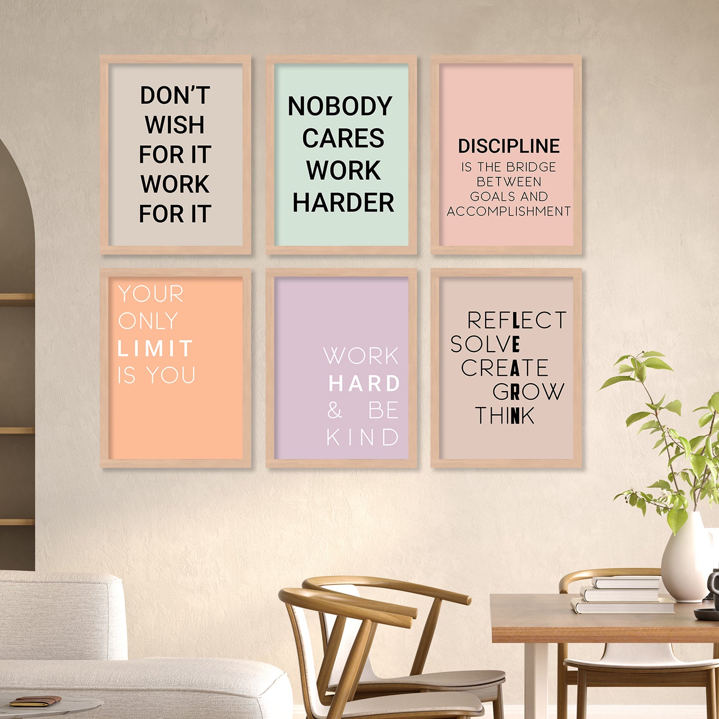 Motivational Quotes Framed Posters for Home Living Room Bedroom and Office Wall Decor Set of 6