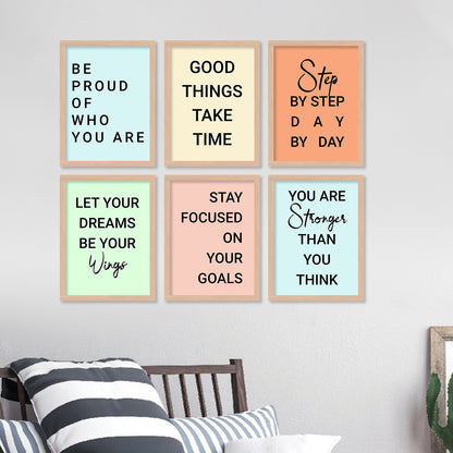 Motivational Quotes Framed Posters for Home Living Room Bedroom and Office Wall Decor Set of 6