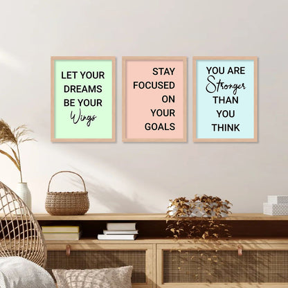 Motivational Quotes Framed Posters for Home Living Room Bedroom and Office Wall Decor Set of 6