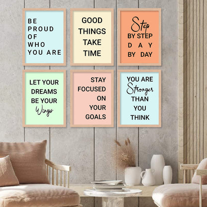 Motivational Quotes Framed Posters for Home Living Room Bedroom and Office Wall Decor Set of 6