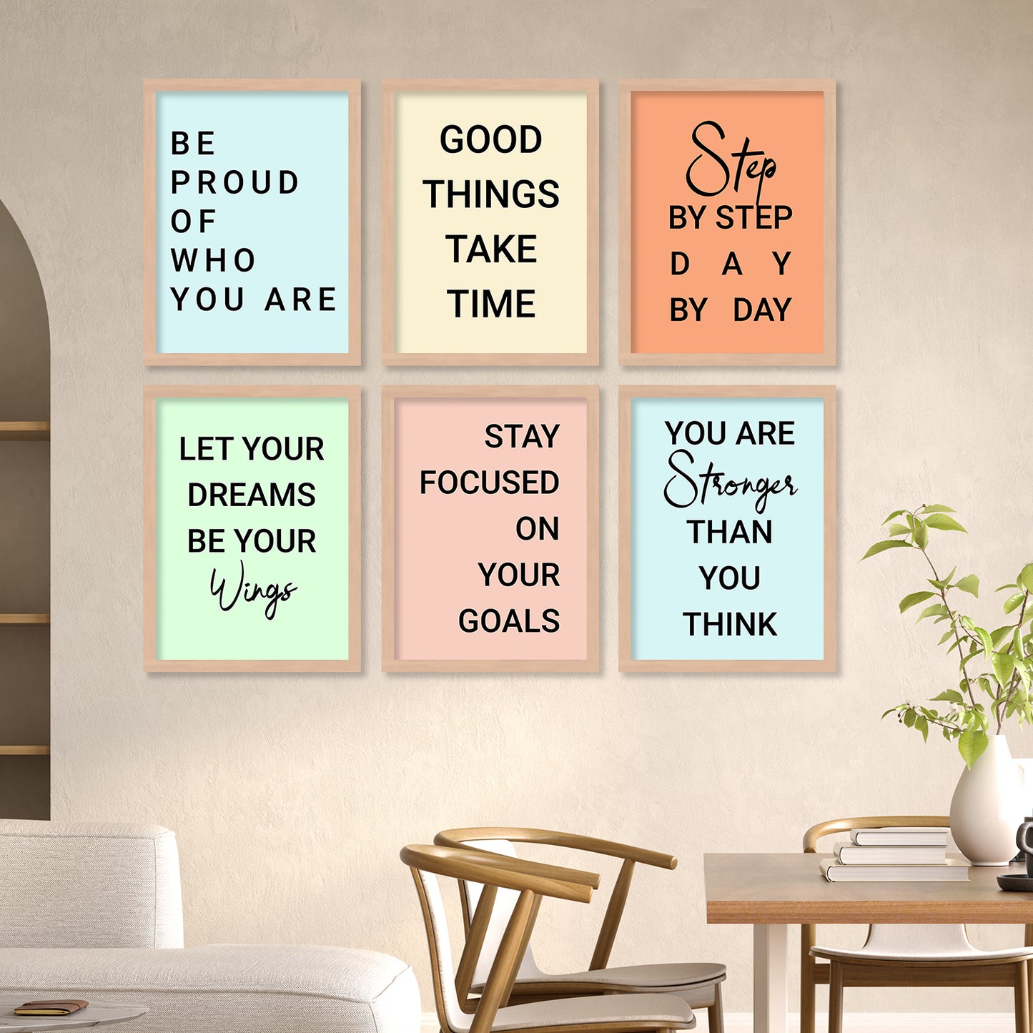 Motivational Quotes Framed Posters for Home Living Room Bedroom and Office Wall Decor Set of 6