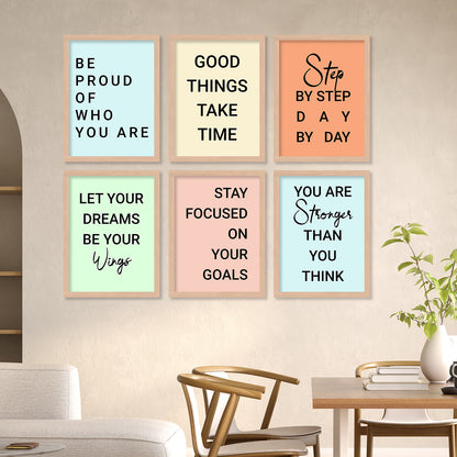 Motivational Quotes Framed Posters for Home Living Room Bedroom and Office Wall Decor Set of 6