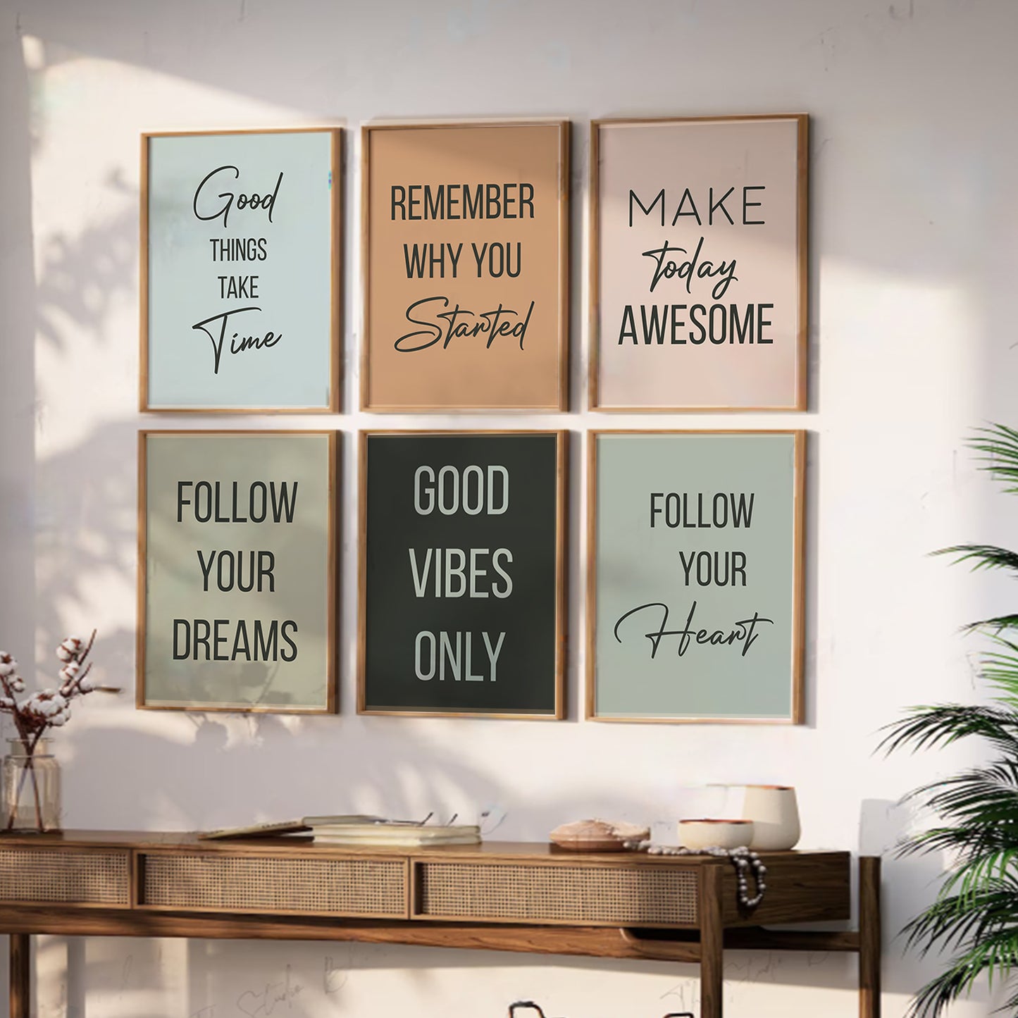 Motivational Quotes Framed Posters for Home Living Room Bedroom and Office Wall Decor Set of 6