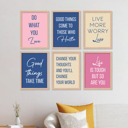 Motivational Quotes Framed Posters for Home Living Room Bedroom and Office Wall Decor Set of 6