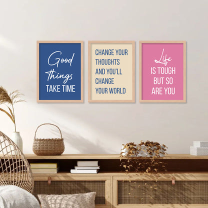 Motivational Quotes Framed Posters for Home Living Room Bedroom and Office Wall Decor Set of 6