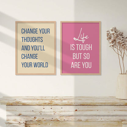 Motivational Quotes Framed Posters for Home Living Room Bedroom and Office Wall Decor Set of 6