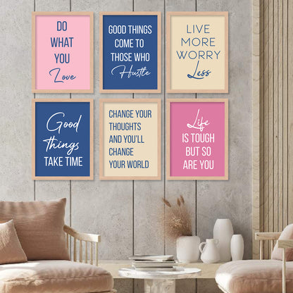 Motivational Quotes Framed Posters for Home Living Room Bedroom and Office Wall Decor Set of 6