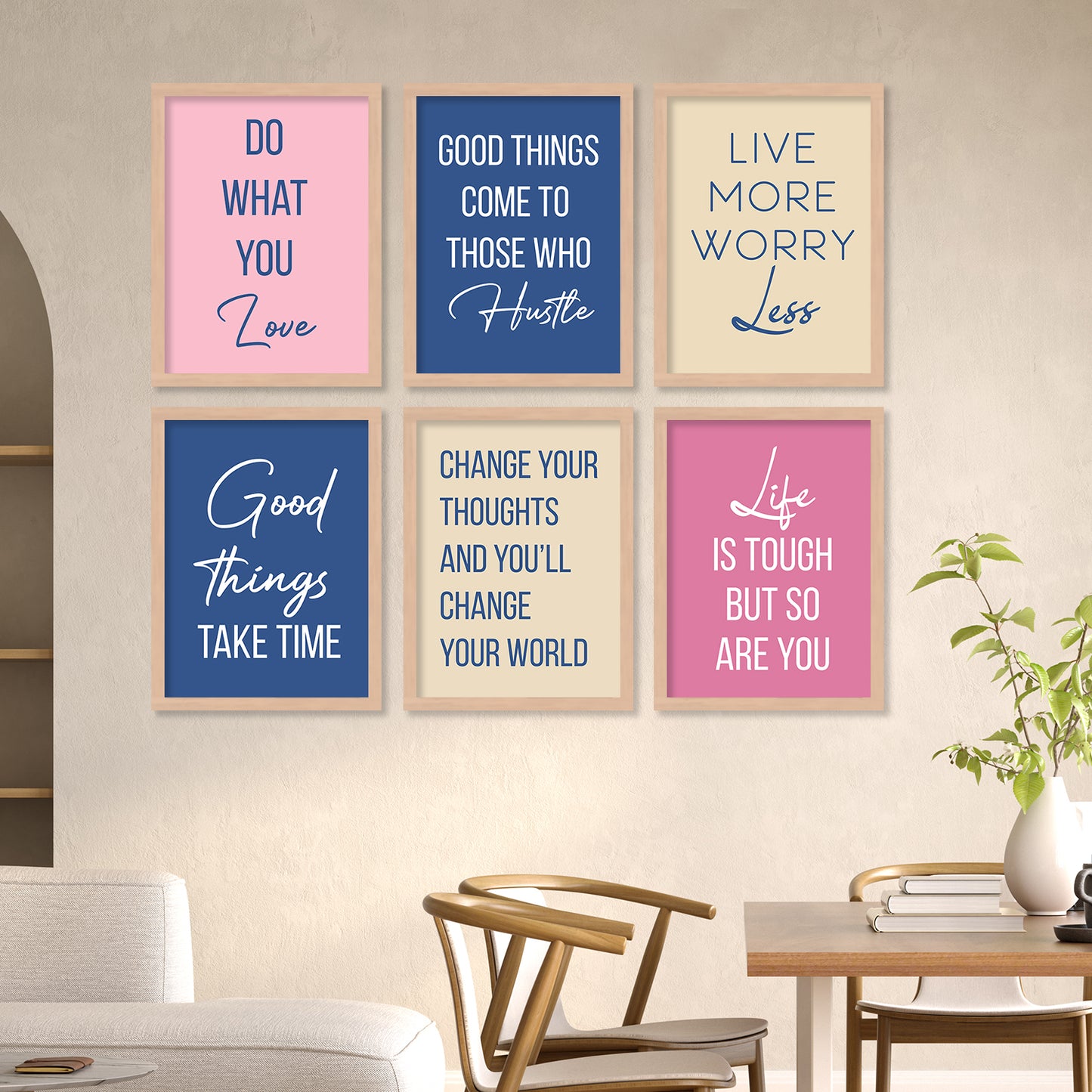 Motivational Quotes Framed Posters for Home Living Room Bedroom and Office Wall Decor Set of 6