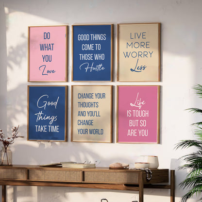 Motivational Quotes Framed Posters for Home Living Room Bedroom and Office Wall Decor Set of 6