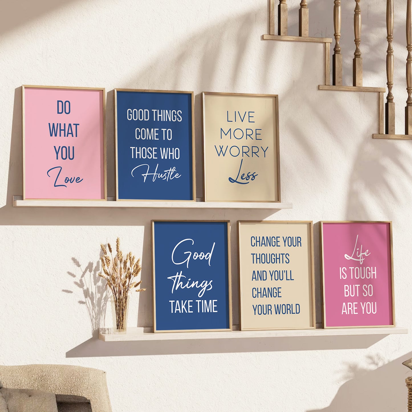 Motivational Quotes Framed Posters for Home Living Room Bedroom and Office Wall Decor Set of 6