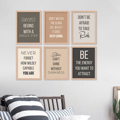 Motivational Quotes Framed Posters for Home Living Room Bedroom and Office Wall Decor Set of 6