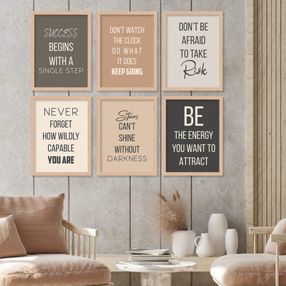 Motivational Quotes Framed Posters for Home Living Room Bedroom and Office Wall Decor Set of 6