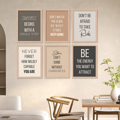 Motivational Quotes Framed Posters for Home Living Room Bedroom and Office Wall Decor Set of 6