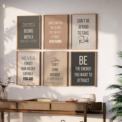 Motivational Quotes Framed Posters for Home Living Room Bedroom and Office Wall Decor Set of 6