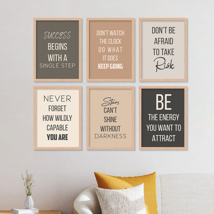 Motivational Quotes Framed Posters for Home Living Room Bedroom and Office Wall Decor Set of 6