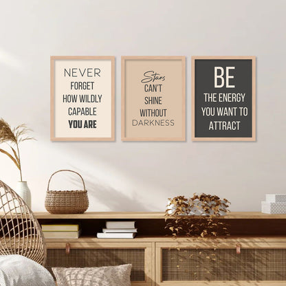 Motivational Quotes Framed Posters for Home Living Room Bedroom and Office Wall Decor Set of 6