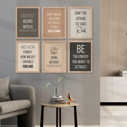 Motivational Quotes Framed Posters for Home Living Room Bedroom and Office Wall Decor Set of 6