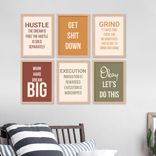 Motivational Quotes Framed Posters for Home Living Room Bedroom and Office Wall Decor Set of 6