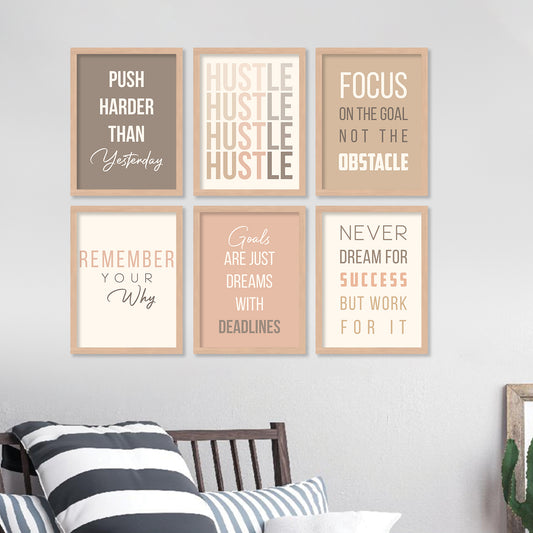 Motivational Quotes Framed Posters for Home Living Room Bedroom and Office Wall Decor Set of 6