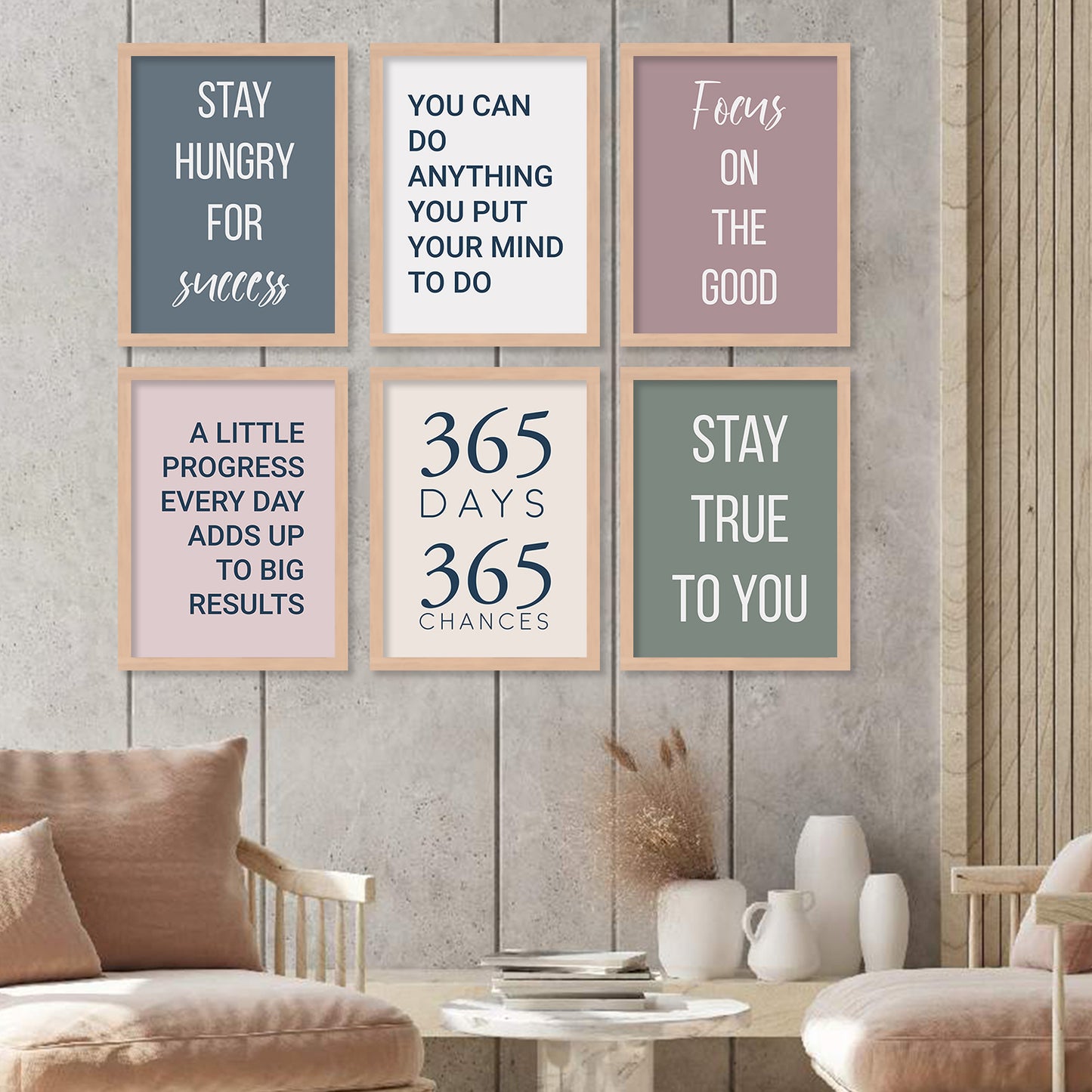 Motivational Quotes Framed Posters for Home Living Room Bedroom and Office Wall Decor Set of 6