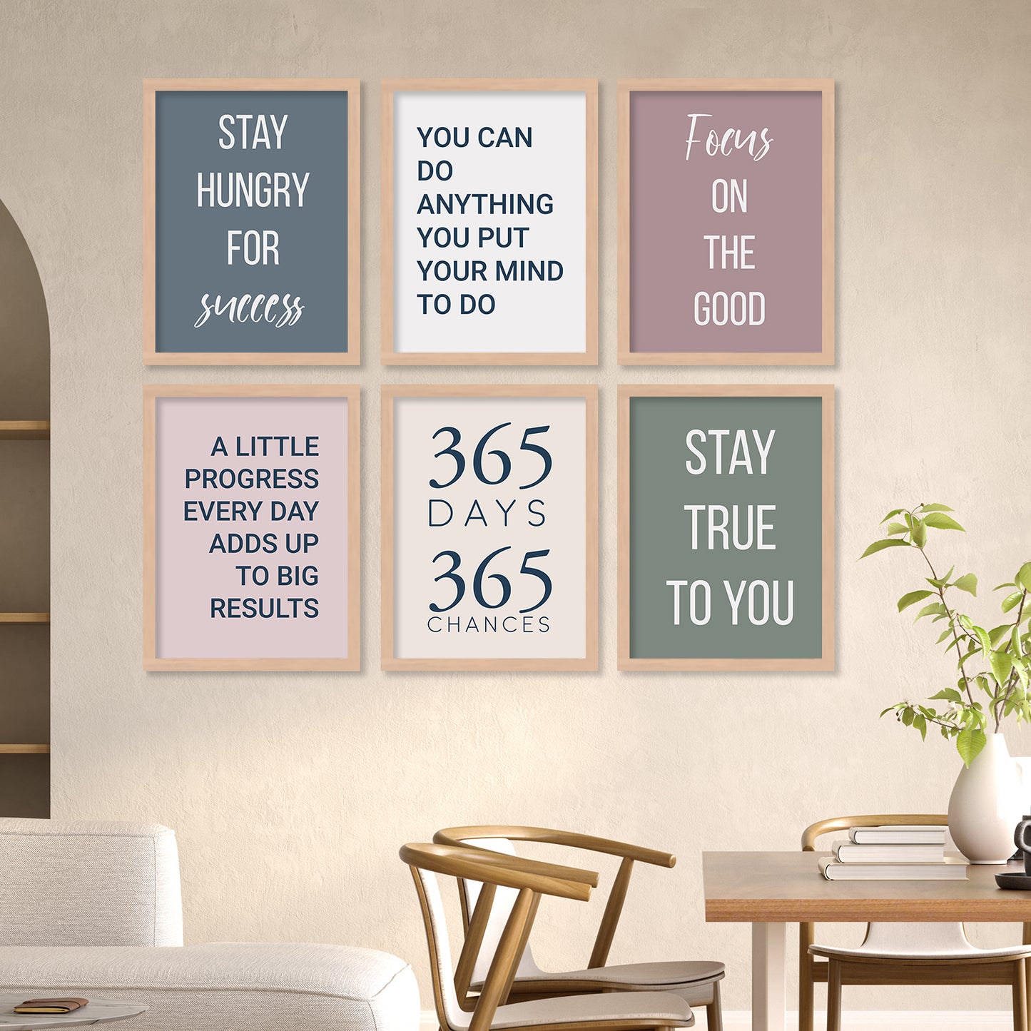 Motivational Quotes Framed Posters for Home Living Room Bedroom and Office Wall Decor Set of 6