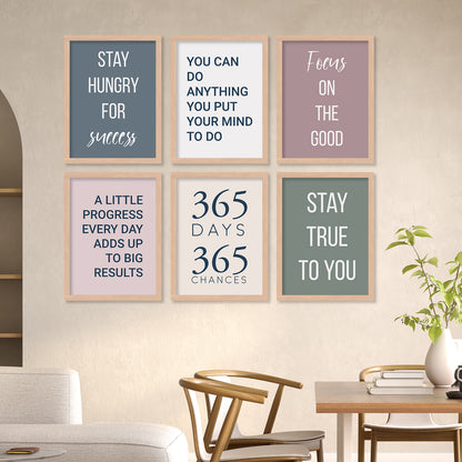 Motivational Quotes Framed Posters for Home Living Room Bedroom and Office Wall Decor Set of 6