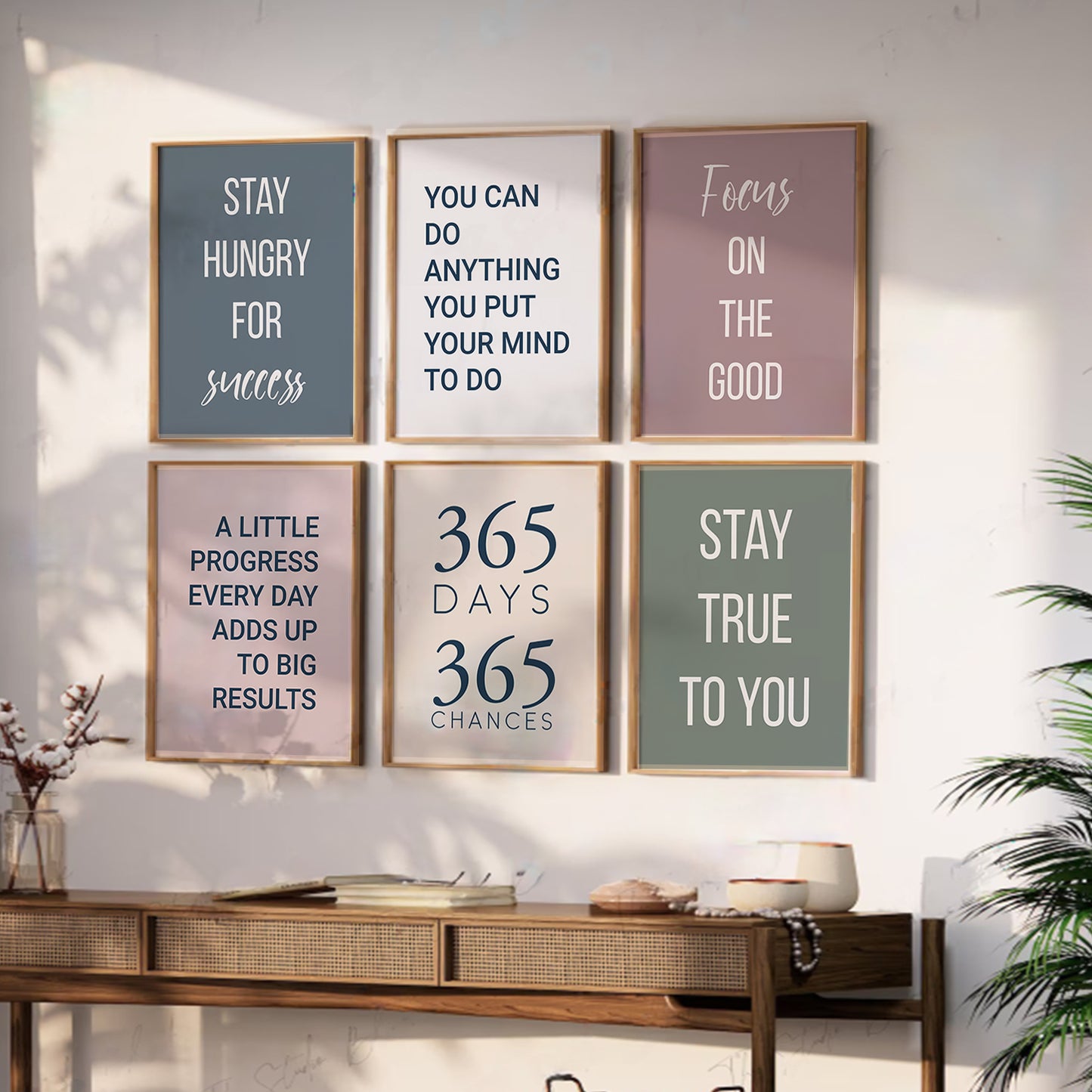 Motivational Quotes Framed Posters for Home Living Room Bedroom and Office Wall Decor Set of 6