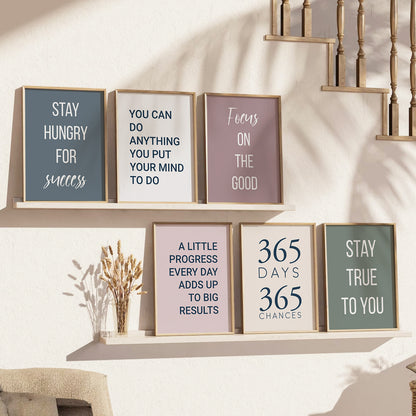 Motivational Quotes Framed Posters for Home Living Room Bedroom and Office Wall Decor Set of 6