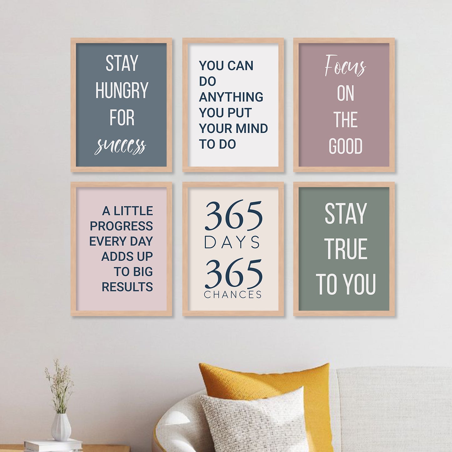 Motivational Quotes Framed Posters for Home Living Room Bedroom and Office Wall Decor Set of 6