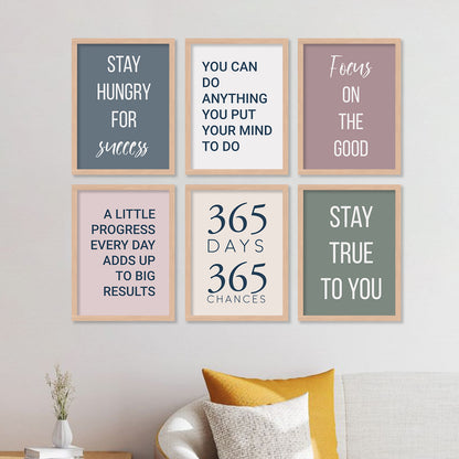 Motivational Quotes Framed Posters for Home Living Room Bedroom and Office Wall Decor Set of 6