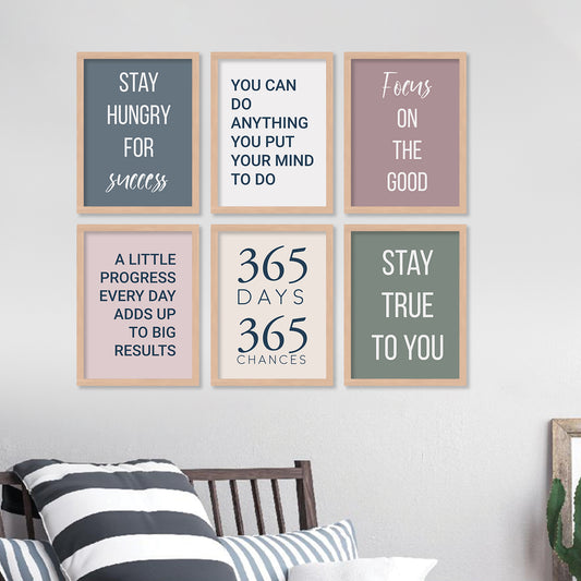 Motivational Quotes Framed Posters for Home Living Room Bedroom and Office Wall Decor Set of 6