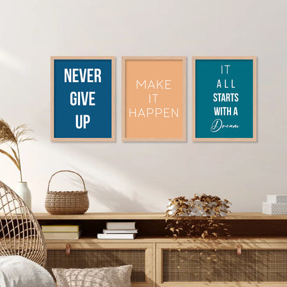 Motivational Quotes Framed Posters for Home Living Room Bedroom and Office Wall Decor Set of 6