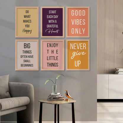 Motivational Quotes Framed Posters for Home Living Room Bedroom and Office Wall Decor Set of 6