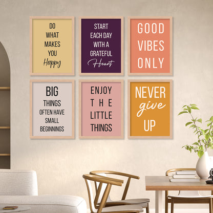 Motivational Quotes Framed Posters for Home Living Room Bedroom and Office Wall Decor Set of 6