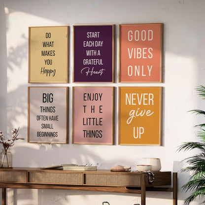 Motivational Quotes Framed Posters for Home Living Room Bedroom and Office Wall Decor Set of 6