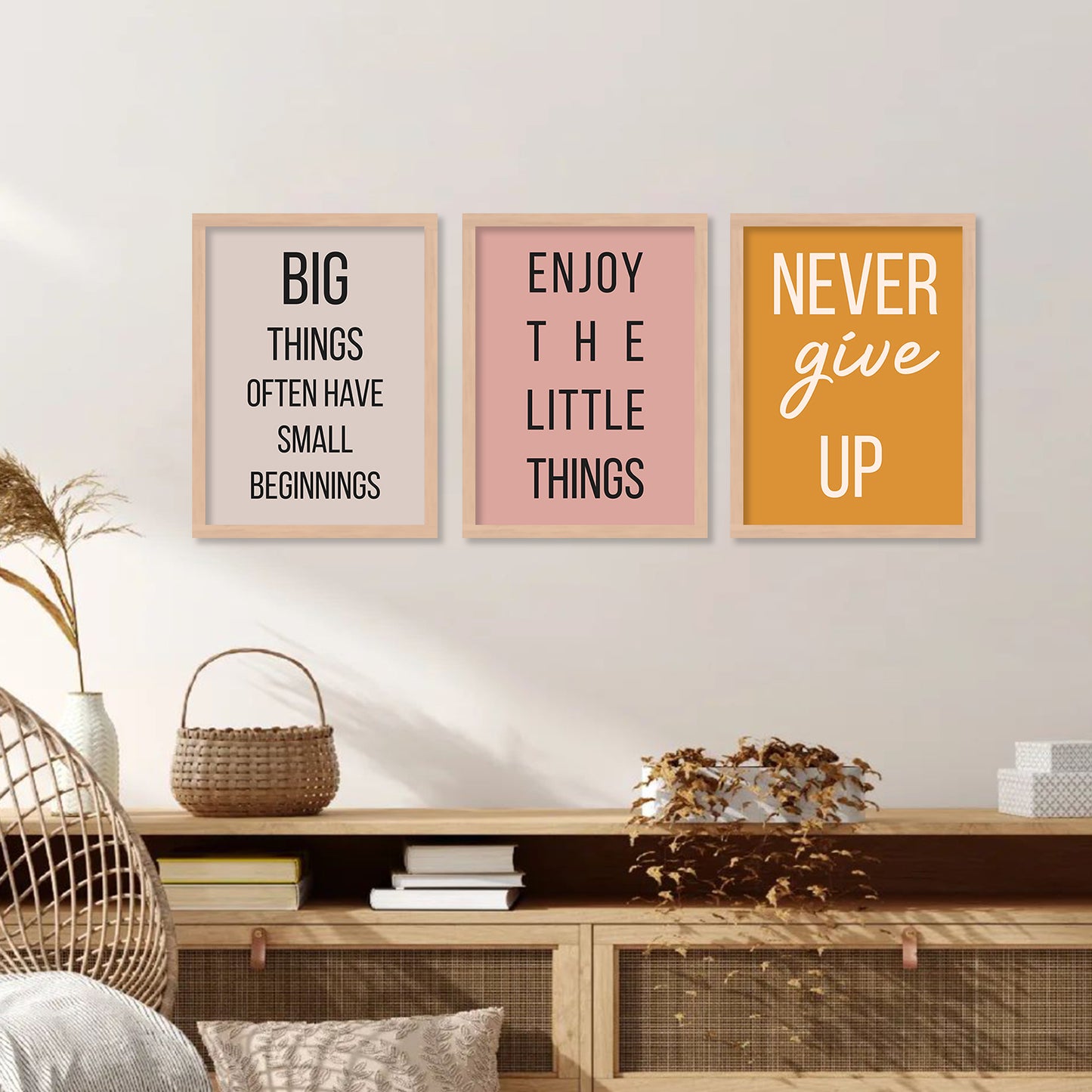 Motivational Quotes Framed Posters for Home Living Room Bedroom and Office Wall Decor Set of 6