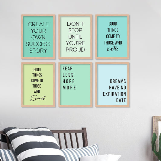 Motivational Quotes Framed Posters for Home Living Room Bedroom and Office Wall Decor Set of 6