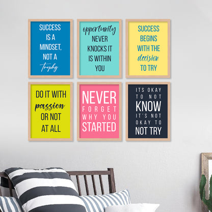 Motivational Quotes Framed Posters for Home Living Room Bedroom and Office Wall Decor Set of 6