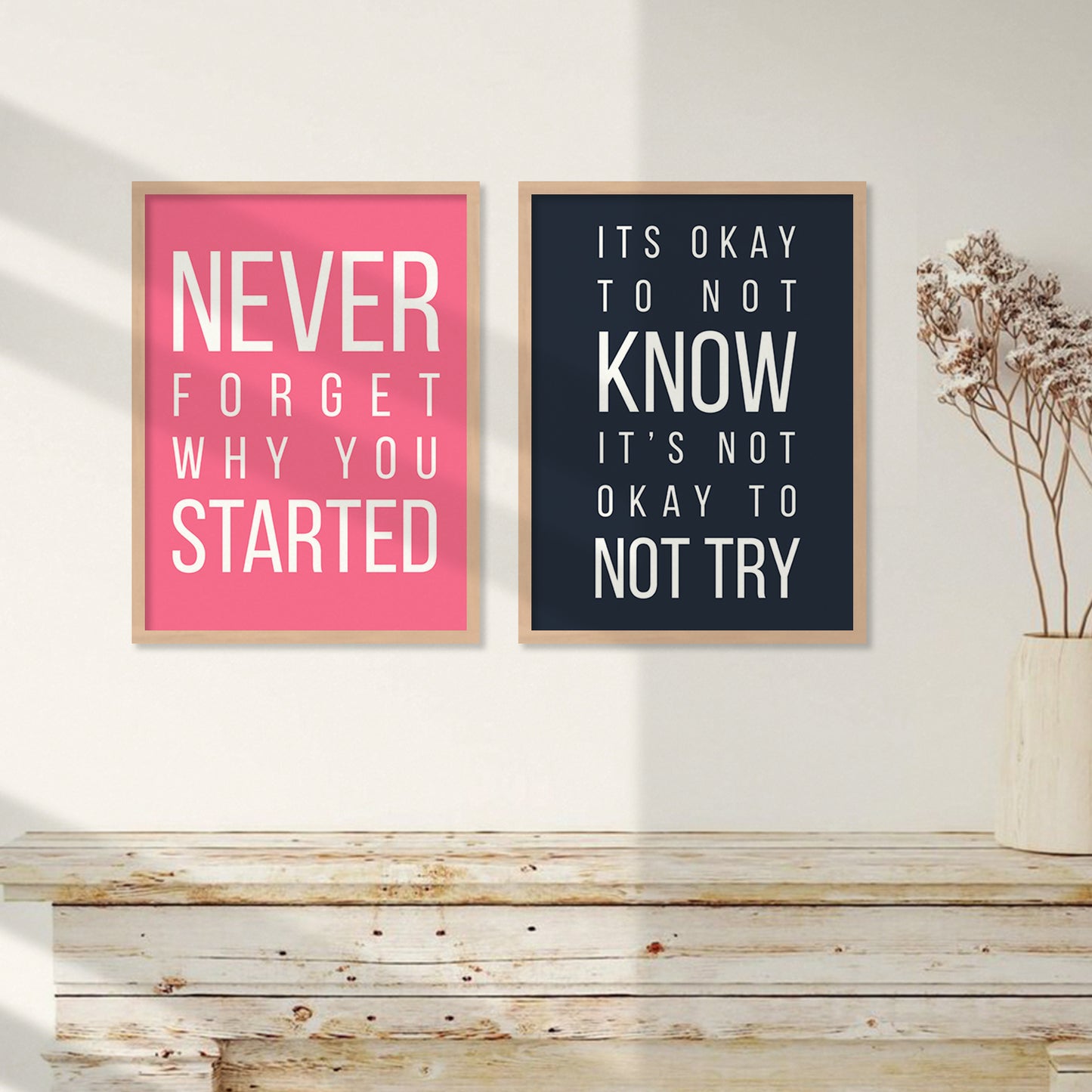 Motivational Quotes Framed Posters for Home Living Room Bedroom and Office Wall Decor Set of 6