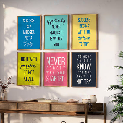 Motivational Quotes Framed Posters for Home Living Room Bedroom and Office Wall Decor Set of 6