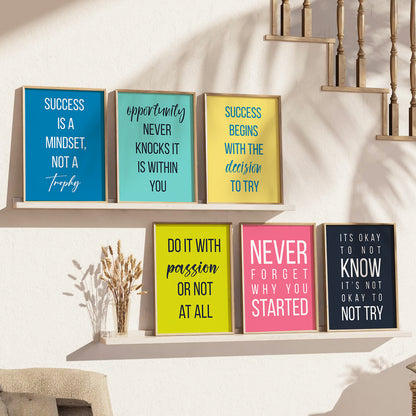 Motivational Quotes Framed Posters for Home Living Room Bedroom and Office Wall Decor Set of 6