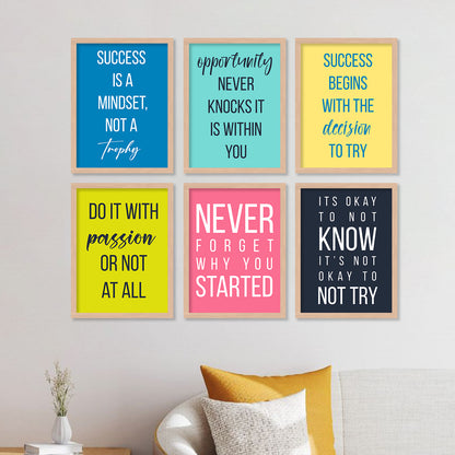 Motivational Quotes Framed Posters for Home Living Room Bedroom and Office Wall Decor Set of 6