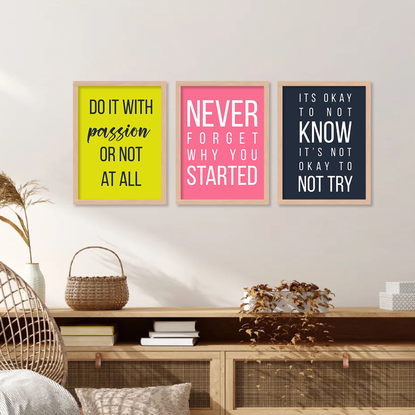 Motivational Quotes Framed Posters for Home Living Room Bedroom and Office Wall Decor Set of 6