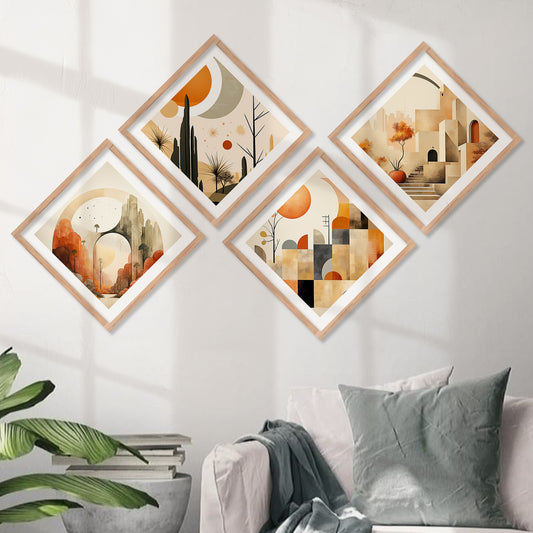 Modern Art Framed Painting Combo for Home Living Room Office Wall Decor