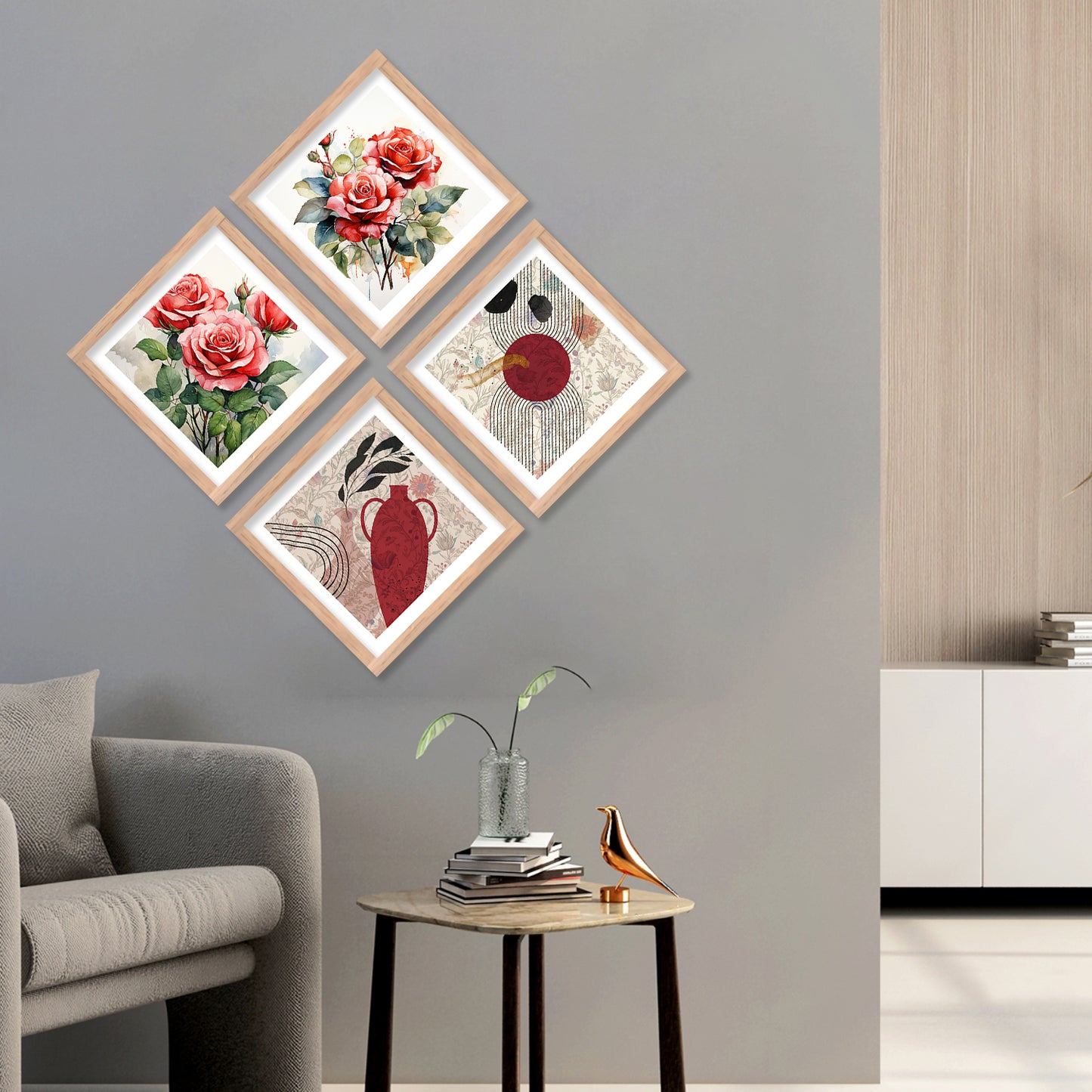 Modern Art Framed Painting Combo for Home Living Room Office Wall Decor