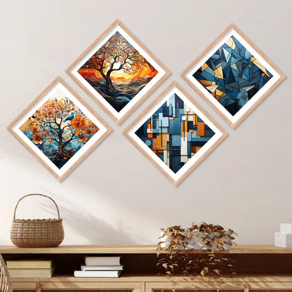 Modern Art Framed Painting Combo for Home Living Room Office Wall Decor