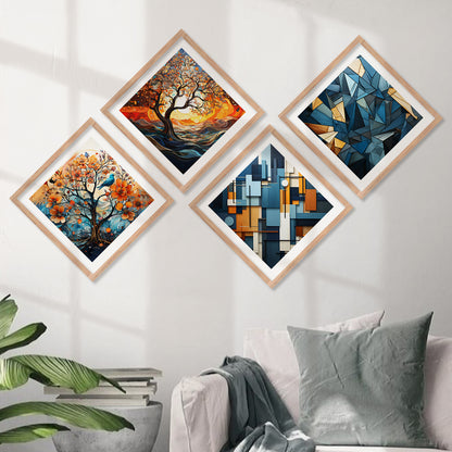 Modern Art Framed Painting Combo for Home Living Room Office Wall Decor