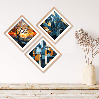 Modern Art Framed Painting Combo for Home Living Room Office Wall Decor