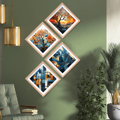 Modern Art Framed Painting Combo for Home Living Room Office Wall Decor