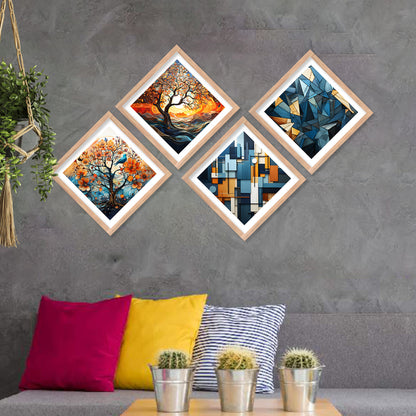 Modern Art Framed Painting Combo for Home Living Room Office Wall Decor